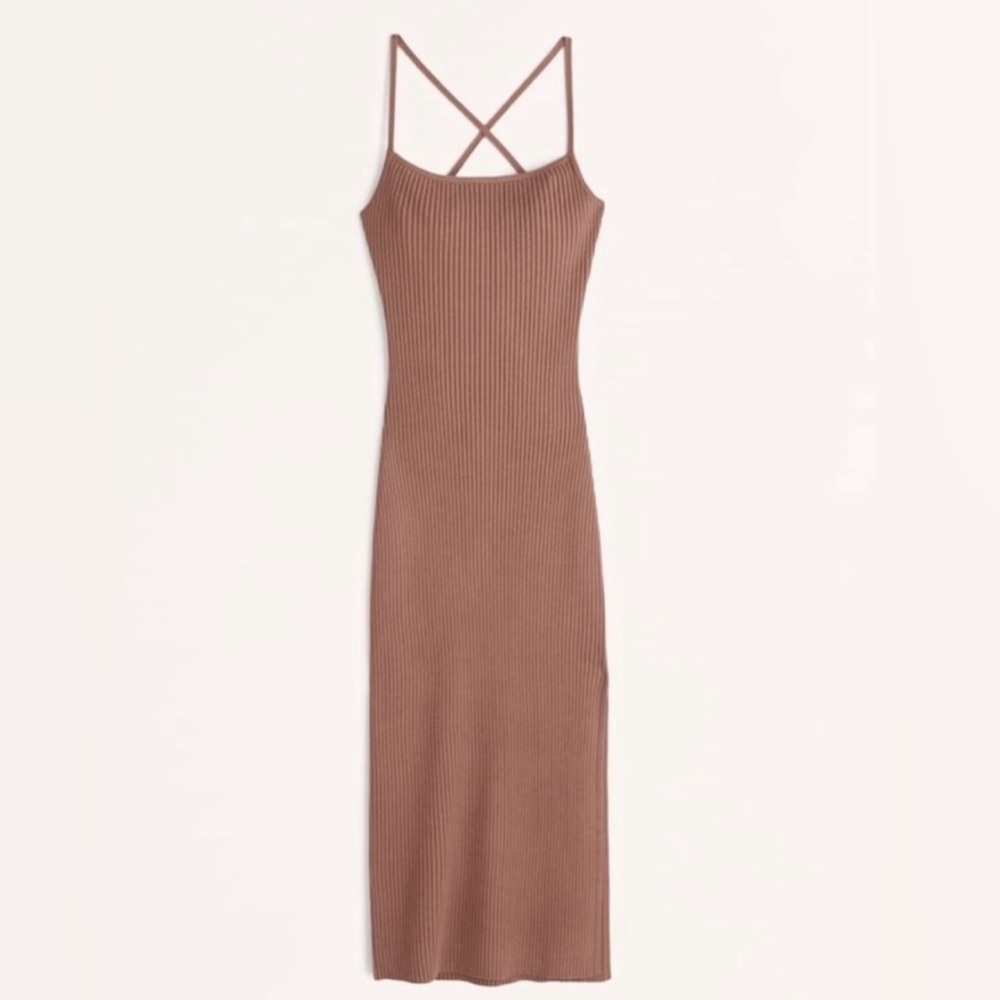 A&F Lace Up Ribbed Midi Dress